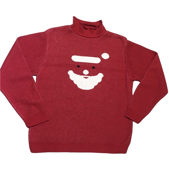 VTG Xmas Santa Sweater Binghamton Knitting Co Inc Made in USA Red XL NWOT - Picture 1 of 12